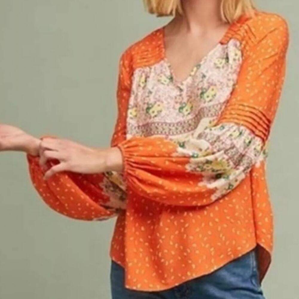 Anthropologie Maeve Womens Ceresco Floral Peasant Top Size XS Boho Cottagecore